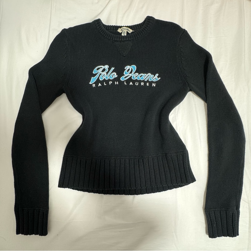 Ralph Lauren Polo Jeans Black Crew Neck Sweater